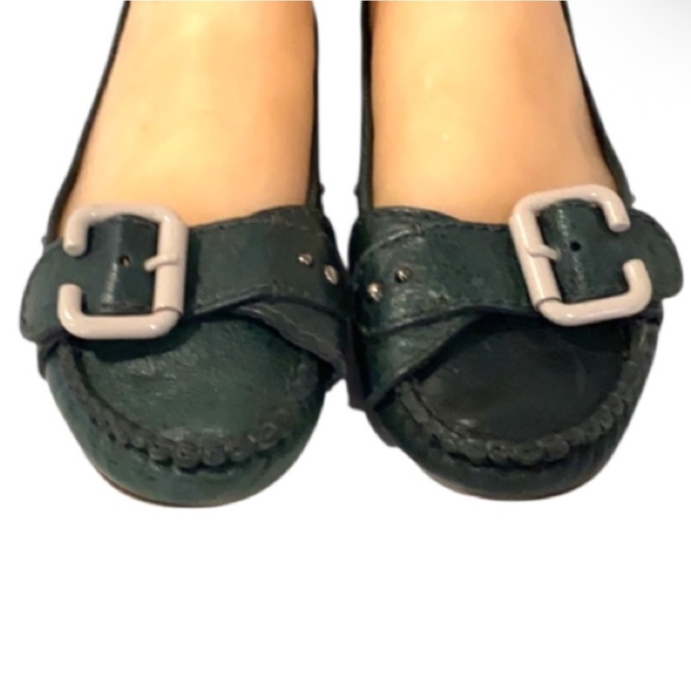 Authentic Chloe designer Hunter green leather flats loafers sz 9 - Picture 3 of 14